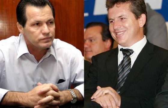 Silval e Mauro Mendes foram criticados em protesto (Foto: Reprodução)
