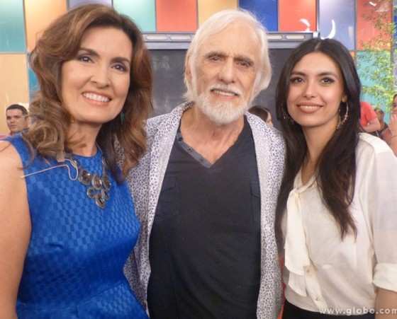 Francisco Cuoco e a namorada foram ao programa de Fátima Bernardes