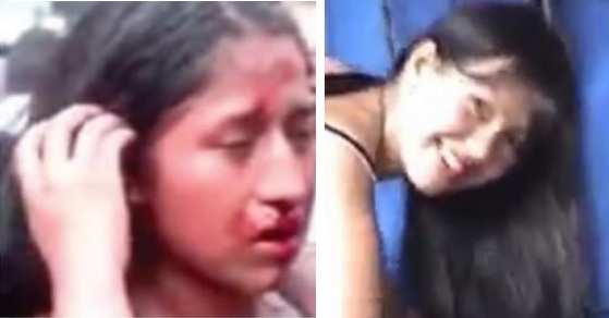 Veja a diferença; na primeira foto, mulher assassinada na Guatemala e na segunda a que matou cachorro.