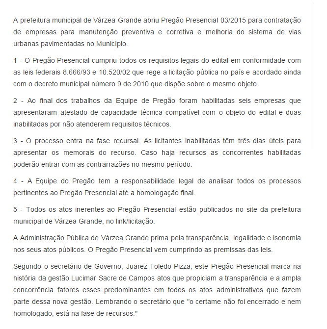 nota prefeitura de vc