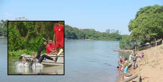 Rio Cuiabá, mesmo com aparência de raso, é profundo, tem poços e correntezas.