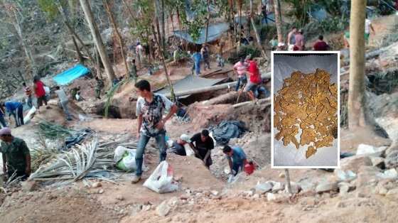 Imagens de pepitas de ouro em serra atraem milhares de garimpeiros. Por conta de desentendimentos, a PC já chegou a prender várias pessoas.