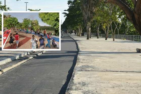 Já está em fase de conclusão a instalação do meio fio ao longo da orla e a pavimentação da ciclovia.