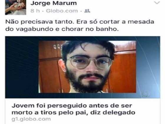 Post de promotor sobre jovem morto pelo pai causou polêmica
