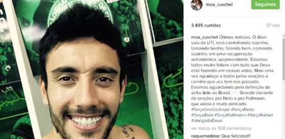 A última mensagem da irmã de Alan Ruschel sobre estado de saúde do jogador