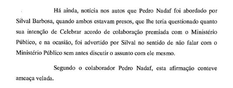 nadaf relata ameaça de silval