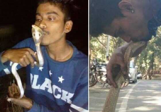No Facebook, o indiano exibia fotos em que aparecia 'beijando' serpentes