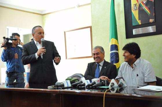 O presidente da Bolívia, Evo Moraes, que recebeu o governador Pedro Taques (PSDB), na sexta-feira (5), em Santa Cruz de La Sierra, na Bolívia