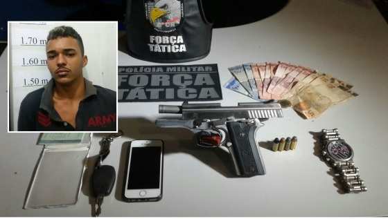 Robson Victor da Silva foi preso com uma Pistola ponto 40.