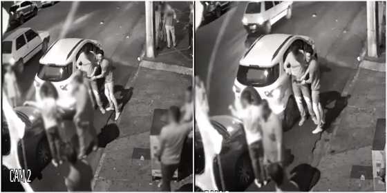 As imagens cedidas ao RepórterMT, mostram que manobrista foi arrastado pelo carro do universitário.