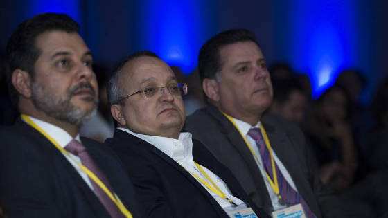Leonardo Jayme, Pedro Taques, governador do Mato Grosso, e Marconi Perillo, governador de Goiás.