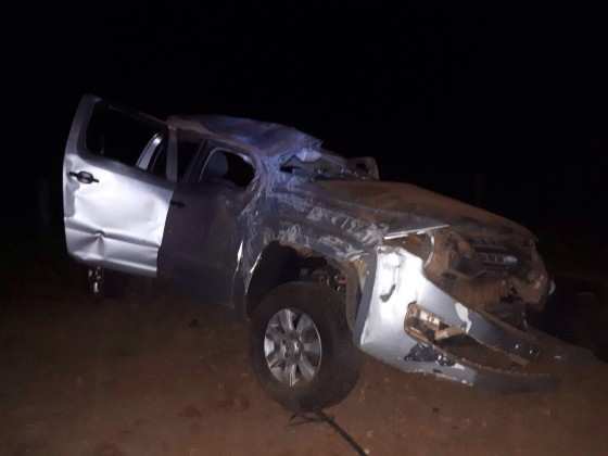 A caminhonete Ford Ranger ficou totalmente destruída.