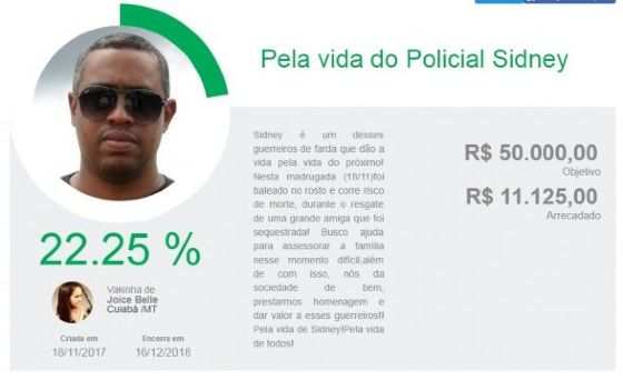 Vakinha on line arrecadou mais de R$ 11 mil até esta terça-feira (21)