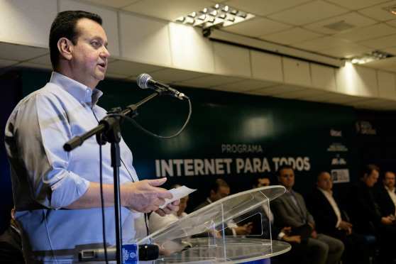 O presidente nacional do PSD, o ministro da Ciência e Tecnologia, Gilberto Kassab, esteve em Cuiabá nesta terça-feira (19) para o lançamento do programa Internet para Todos, no Palácio Paiaguás.