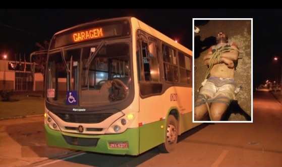 O criminoso foi amarrado após não conseguir roubar o motorista do veículo.