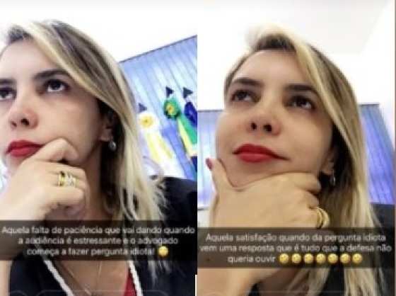 A juíza Anna Paula Gomes Freitas postou selfies ironizando um advogado.