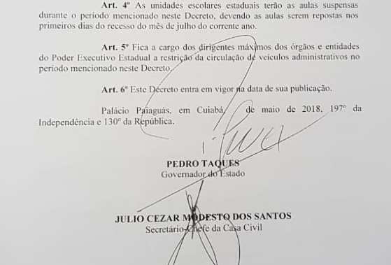 Está sendo divulgado em grupos de WhatsApp um falso documento afirmando que o governador Pedro Taques (PSDB) determinou ponto facultativo até a próxima quarta-feira (30).