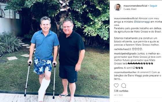 Mendes se machucou enquanto brincava de futebol com o filho do ex-prefeito de Lucas do Rio Verde, Otaviano Pivetta.