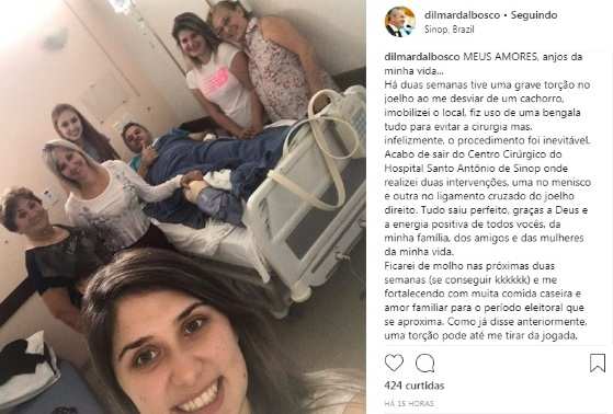 O parlamentar explicou na postagem que se machucou ao desviar de um cachorro na rua.