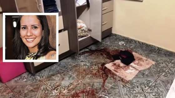 Marcas de sangue no quarto que Erika dividia com a colega de faculdade.