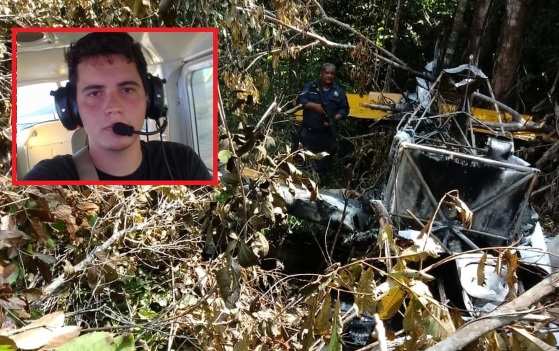 Piloto Maicon Semencio Esteves (no detalhe) foi encontrado muito debilitado pelas equipes de resgate.