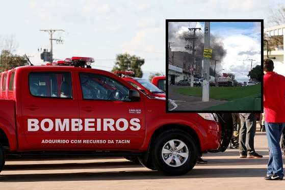 O incêndio foi registrado por volta das 15h na entrada do bairro Morada do Ouro.