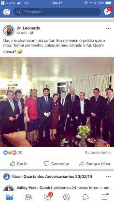 Deputado federal Leonardo Albuquerque (SD) posta nas redes sociais foto do jantar com as autoridades
