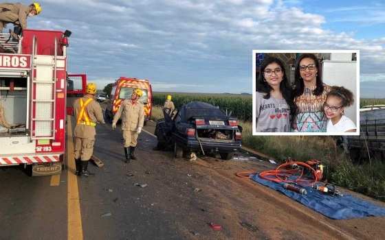 Corpo de Bombeiros prestou atendimento no acidente que matou mãe e filhas.