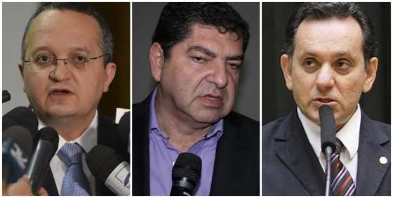 Da esquerda para direita: ex-governador Pedro Taques (PSDB), conselheiro do TCE, Guilherme Maluf e o ex-deputado federal Nilson Leitão (PSDB)