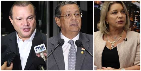 Da esquerda para direita: senadores Wellington Fagundes, Jayme Campos e Selma Arruda.