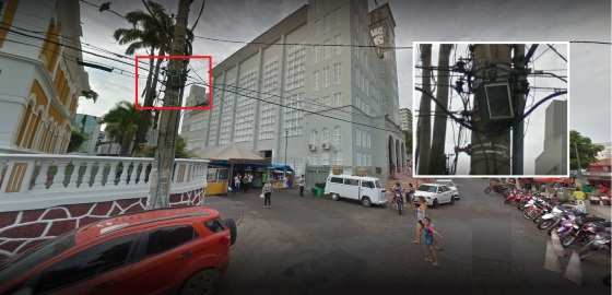 As caixas de som estão espalhadas pelo Centro de Cuiabá.