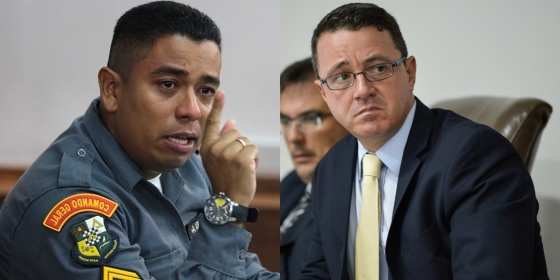Cabo da PM Gerson Corrêa Junior (à esquerda) e o promotor Marco Aurélio, ex-coordenador do Gaeco.