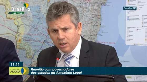 Mauro Mendes participou na manhã desta terça-feira de uma reunião entre o presidente Jair Bolsonaro com os governadores dos estados da Amazônia Legal.
