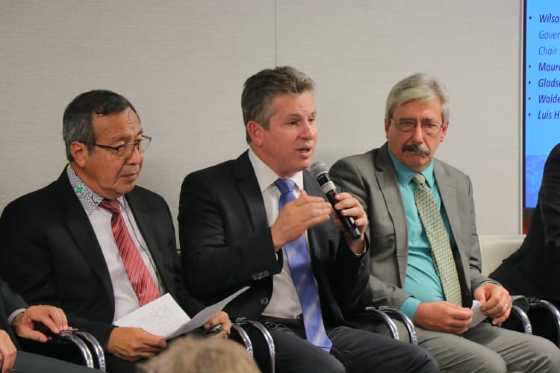 Mauro Mendes durante discurso.