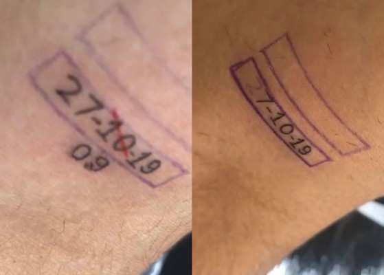 Ele e o tatuador se confundiram e escreveram 27 de outubro, em vez da data correta: 27 de setembro
