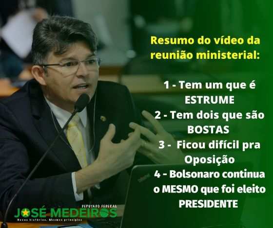 Deputado José Medeiros postou 'resumo' nas redes sociais