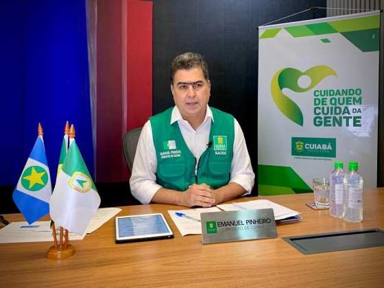 Emanuel pinheiro anunciou uma videoconferência com prefeitos dos 140 municípios
