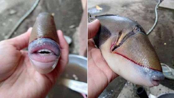 Peixe com 'dentes humanos' e lábios 'turbinados'