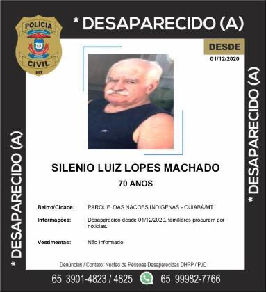 Silênio foi visto pela última vez andando pela região do Parque das Nações, em Cuiabá.