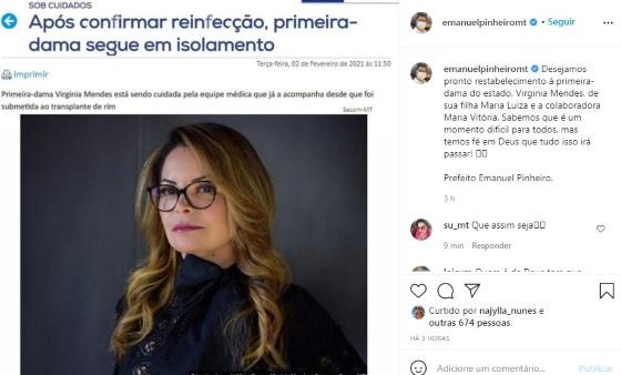 Primeira-dama está com sintomas severos da doença