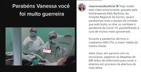 O vídeo da equipe do hospital foi compartilhado pelo governador Mauro Mendes.