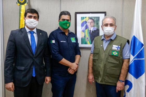 Deputado Emanuelzinho, Prefeito Emanuel Pinheiro e ministro da Saúde Marcelo Queiroga