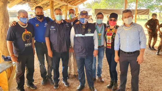 Ministro da Saúde esteve com o governador Mauro Mendes e comitiva no Xingu