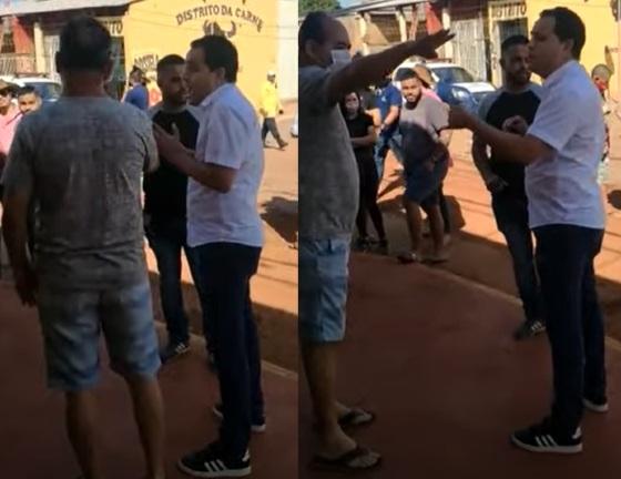Parlamentar é mal recebido por populares em manifestação.