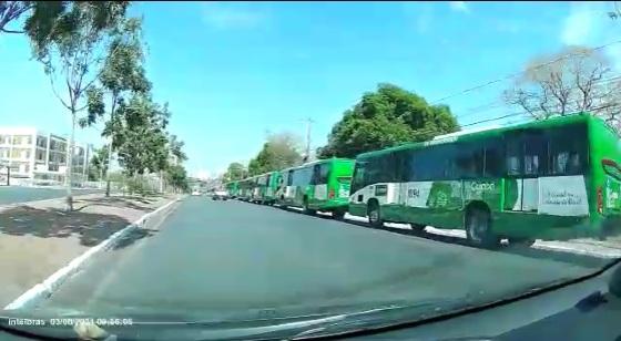 Novos ônibus estão enfileirados e começam a circular nesta quarta