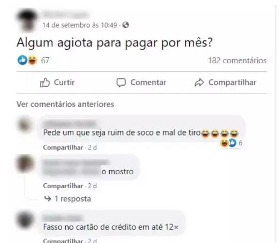Postagem rendeu mais de 100 comentários com gente brincando e afirmando que agiota bom é o cristão.