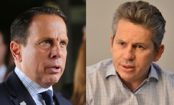 O governador de SP, João Doria, e o governador de MT, Mauro Mendes