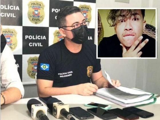 Delegado Anderson Veiga e, no detalhe, Rodolfo da Silva Costa