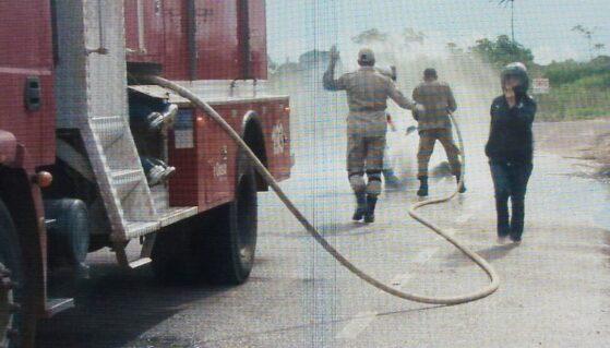 Corpo de Bombeiros combatendo enxame de abelhas 