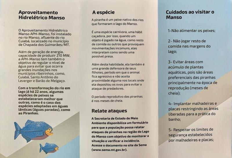folder educativo sobre ataques de piranha